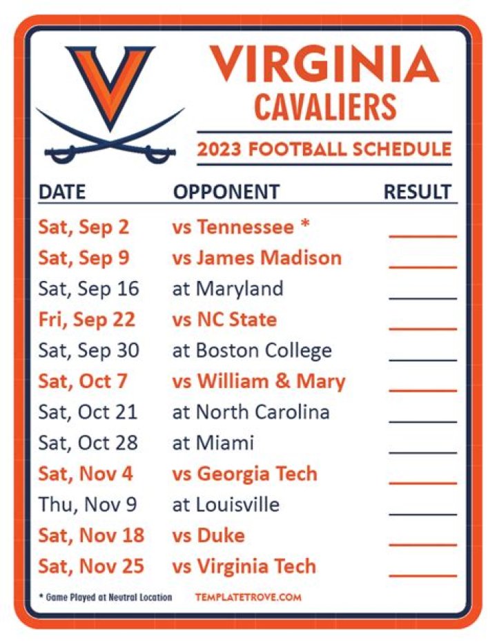 2023 Virginia Football Schedule | College Football Network